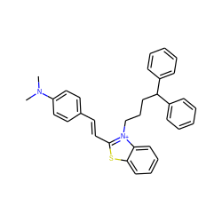 CN(C)c1ccc(/C=C/c2sc3ccccc3[n+]2CCCC(c2ccccc2)c2ccccc2)cc1 ZINC000073197100