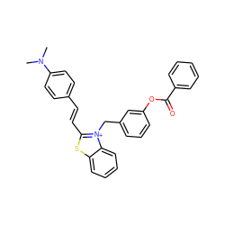 CN(C)c1ccc(/C=C/c2sc3ccccc3[n+]2Cc2cccc(OC(=O)c3ccccc3)c2)cc1 ZINC000073197892