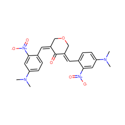 CN(C)c1ccc(/C=C2/COC/C(=C\c3ccc(N(C)C)cc3[N+](=O)[O-])C2=O)c([N+](=O)[O-])c1 ZINC000169352057