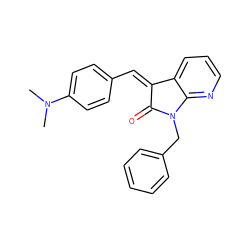 CN(C)c1ccc(/C=C2\C(=O)N(Cc3ccccc3)c3ncccc32)cc1 ZINC000474609697