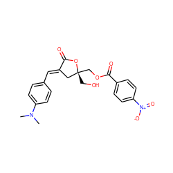 CN(C)c1ccc(/C=C2\C[C@@](CO)(COC(=O)c3ccc([N+](=O)[O-])cc3)OC2=O)cc1 ZINC000040392325