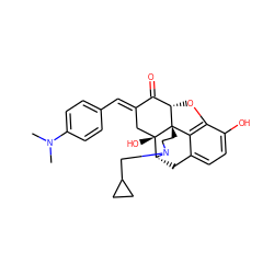 CN(C)c1ccc(/C=C2\C[C@@]3(O)[C@H]4Cc5ccc(O)c6c5[C@@]3(CCN4CC3CC3)[C@@H](O6)C2=O)cc1 ZINC000473159533