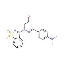 CN(C)c1ccc(/C=N/N(CCO)C2=NS(=O)(=O)c3ccccc32)cc1 ZINC000005879013