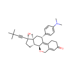 CN(C)c1ccc([C@H]2C[C@@]3(C)[C@@H](CC[C@@]3(O)C#CC(C)(C)C)[C@@H]3OCC4=CC(=O)CCC4=C32)cc1 ZINC000028703596