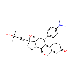 CN(C)c1ccc([C@H]2C[C@@]3(C)[C@@H](CC[C@@]3(O)C#CC(C)(C)O)[C@@H]3OCC4=CC(=O)CCC4=C32)cc1 ZINC000028703598