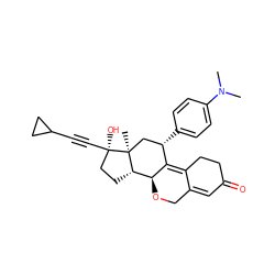 CN(C)c1ccc([C@H]2C[C@@]3(C)[C@@H](CC[C@@]3(O)C#CC3CC3)[C@@H]3OCC4=CC(=O)CCC4=C32)cc1 ZINC000028703592