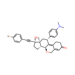 CN(C)c1ccc([C@H]2C[C@@]3(C)[C@@H](CC[C@@]3(O)C#Cc3ccc(Br)cc3)[C@@H]3OCC4=CC(=O)CCC4=C32)cc1 ZINC000028818200