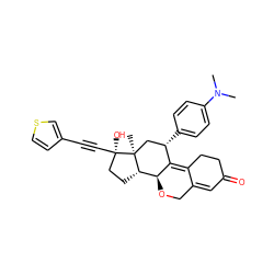 CN(C)c1ccc([C@H]2C[C@@]3(C)[C@@H](CC[C@@]3(O)C#Cc3ccsc3)[C@@H]3OCC4=CC(=O)CCC4=C32)cc1 ZINC000028818261