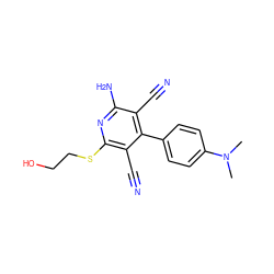 CN(C)c1ccc(-c2c(C#N)c(N)nc(SCCO)c2C#N)cc1 ZINC000013612613