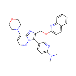 CN(C)c1ccc(-c2c(COc3ccc4ccccc4n3)nc3c(N4CCOCC4)ccnn23)cn1 ZINC000222992118