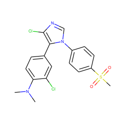 CN(C)c1ccc(-c2c(Cl)ncn2-c2ccc(S(C)(=O)=O)cc2)cc1Cl ZINC000013525219