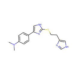 CN(C)c1ccc(-c2c[nH]c(SCCc3c[nH]cn3)n2)cc1 ZINC000013764183