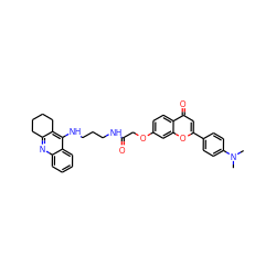 CN(C)c1ccc(-c2cc(=O)c3ccc(OCC(=O)NCCCNc4c5c(nc6ccccc46)CCCC5)cc3o2)cc1 ZINC001772640002