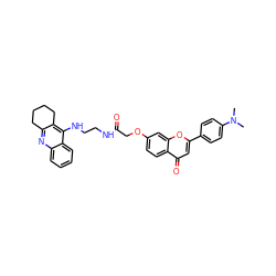 CN(C)c1ccc(-c2cc(=O)c3ccc(OCC(=O)NCCNc4c5c(nc6ccccc46)CCCC5)cc3o2)cc1 ZINC001772654417