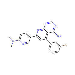 CN(C)c1ccc(-c2cc(-c3cccc(Br)c3)c3c(N)ncnc3n2)cn1 ZINC000021288924