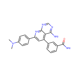 CN(C)c1ccc(-c2cc(-c3cccc(C(N)=O)c3)c3c(N)ncnc3n2)cc1 ZINC000027993981