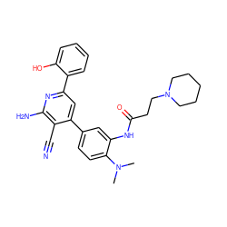 CN(C)c1ccc(-c2cc(-c3ccccc3O)nc(N)c2C#N)cc1NC(=O)CCN1CCCCC1 ZINC000013488199