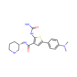 CN(C)c1ccc(-c2cc(C(=O)N[C@H]3CCCNC3)c(NC(N)=O)s2)cc1 ZINC000045497645