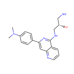 CN(C)c1ccc(-c2cc3ncccc3c(NC[C@@H](O)CN)n2)cc1 ZINC000013489188