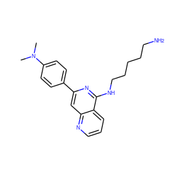 CN(C)c1ccc(-c2cc3ncccc3c(NCCCCCN)n2)cc1 ZINC000013489179