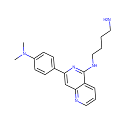 CN(C)c1ccc(-c2cc3ncccc3c(NCCCCN)n2)cc1 ZINC000013489178