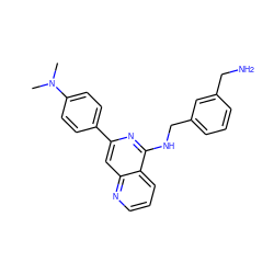 CN(C)c1ccc(-c2cc3ncccc3c(NCc3cccc(CN)c3)n2)cc1 ZINC000013489192