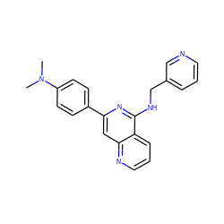 CN(C)c1ccc(-c2cc3ncccc3c(NCc3cccnc3)n2)cc1 ZINC000029215206