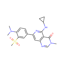 CN(C)c1ccc(-c2cc3ncn(C)c(=O)c3c(NC3CC3)n2)cc1S(C)(=O)=O ZINC000115624983