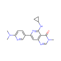 CN(C)c1ccc(-c2cc3ncn(C)c(=O)c3c(NC3CC3)n2)cn1 ZINC000115624143