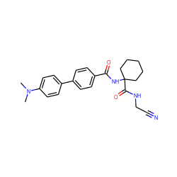 CN(C)c1ccc(-c2ccc(C(=O)NC3(C(=O)NCC#N)CCCCC3)cc2)cc1 ZINC000013676332