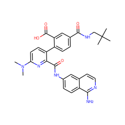 CN(C)c1ccc(-c2ccc(C(=O)NCC(C)(C)C)cc2C(=O)O)c(C(=O)Nc2ccc3c(N)nccc3c2)n1 ZINC000096283219