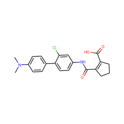 CN(C)c1ccc(-c2ccc(NC(=O)C3=C(C(=O)O)CCC3)cc2Cl)cc1 ZINC000013534110