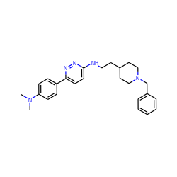 CN(C)c1ccc(-c2ccc(NCCC3CCN(Cc4ccccc4)CC3)nn2)cc1 ZINC000013863644