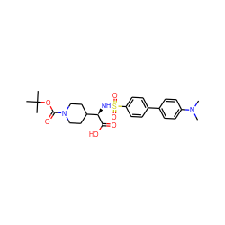 CN(C)c1ccc(-c2ccc(S(=O)(=O)N[C@@H](C(=O)O)C3CCN(C(=O)OC(C)(C)C)CC3)cc2)cc1 ZINC000040878191