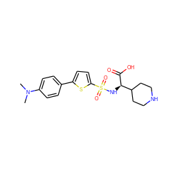 CN(C)c1ccc(-c2ccc(S(=O)(=O)N[C@@H](C(=O)O)C3CCNCC3)s2)cc1 ZINC000040875720