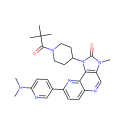 CN(C)c1ccc(-c2ccc3ncc4c(c3n2)n(C2CCN(C(=O)C(C)(C)C)CC2)c(=O)n4C)cn1 ZINC000118522501