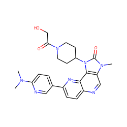 CN(C)c1ccc(-c2ccc3ncc4c(c3n2)n(C2CCN(C(=O)CO)CC2)c(=O)n4C)cn1 ZINC000118528354