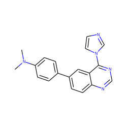 CN(C)c1ccc(-c2ccc3ncnc(-n4ccnc4)c3c2)cc1 ZINC000004239430