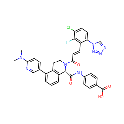 CN(C)c1ccc(-c2cccc3c2CCN(C(=O)/C=C/c2c(-n4cnnn4)ccc(Cl)c2F)[C@@H]3C(=O)Nc2ccc(C(=O)O)cc2)cn1 ZINC000473220772