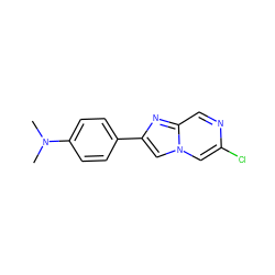 CN(C)c1ccc(-c2cn3cc(Cl)ncc3n2)cc1 ZINC000028712755