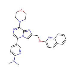 CN(C)c1ccc(-c2cnc(N3CCOCC3)c3nc(COc4ccc5ccccc5n4)cn23)cn1 ZINC001772624638