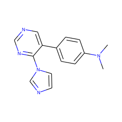 CN(C)c1ccc(-c2cncnc2-n2ccnc2)cc1 ZINC000004239440