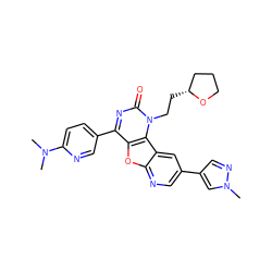 CN(C)c1ccc(-c2nc(=O)n(CC[C@@H]3CCCO3)c3c2oc2ncc(-c4cnn(C)c4)cc23)cn1 ZINC000096907444