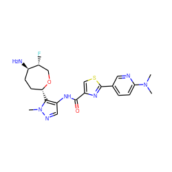 CN(C)c1ccc(-c2nc(C(=O)Nc3cnn(C)c3[C@@H]3CC[C@@H](N)[C@H](F)CO3)cs2)cn1 ZINC000221416826