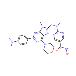 CN(C)c1ccc(-c2nc(N3CCOCC3)c3nc(CN(C)c4ncc(C(=O)NO)cn4)n(C)c3n2)cc1 ZINC000653838794