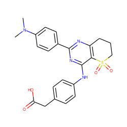 CN(C)c1ccc(-c2nc3c(c(Nc4ccc(CC(=O)O)cc4)n2)S(=O)(=O)CCC3)cc1 ZINC000103259169