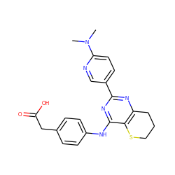 CN(C)c1ccc(-c2nc3c(c(Nc4ccc(CC(=O)O)cc4)n2)SCCC3)cn1 ZINC000103259159