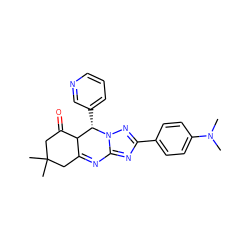 CN(C)c1ccc(-c2nc3n(n2)[C@@H](c2cccnc2)C2C(=O)CC(C)(C)CC2=N3)cc1 ZINC000102577093