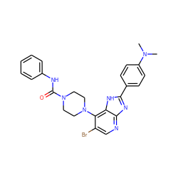 CN(C)c1ccc(-c2nc3ncc(Br)c(N4CCN(C(=O)Nc5ccccc5)CC4)c3[nH]2)cc1 ZINC000049046908