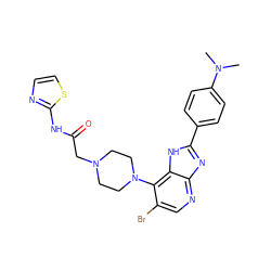 CN(C)c1ccc(-c2nc3ncc(Br)c(N4CCN(CC(=O)Nc5nccs5)CC4)c3[nH]2)cc1 ZINC000043170401